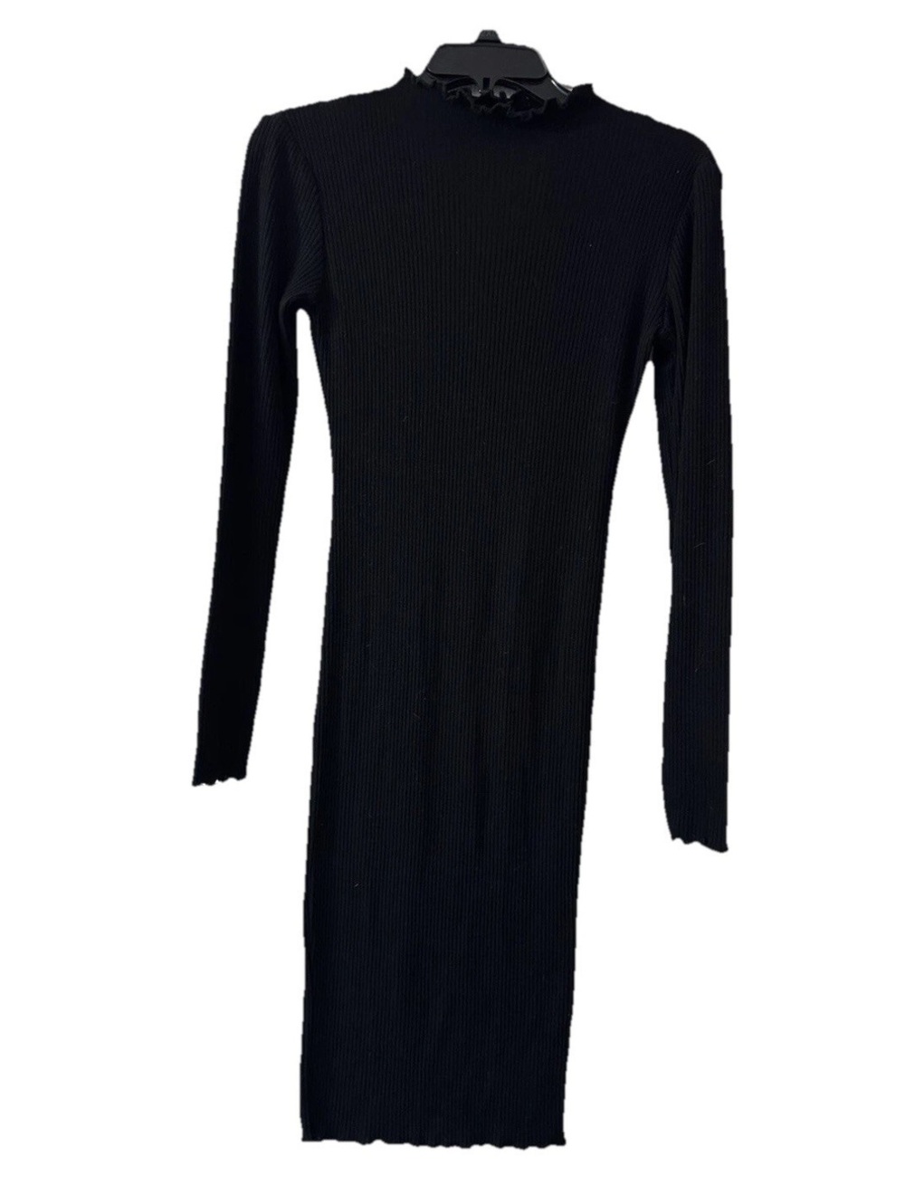 Forever 21 Black Ribbed Knit Sweater Dress Small Long Sleeve Mock Neck Bodycon